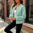 thumbnail image 5 of Women's Wool Blend Zip-Up Casual Jacket Ghalytn Round Neck Cropped Long Sleeve Loose Outerwear with Pockets, 5 of 8