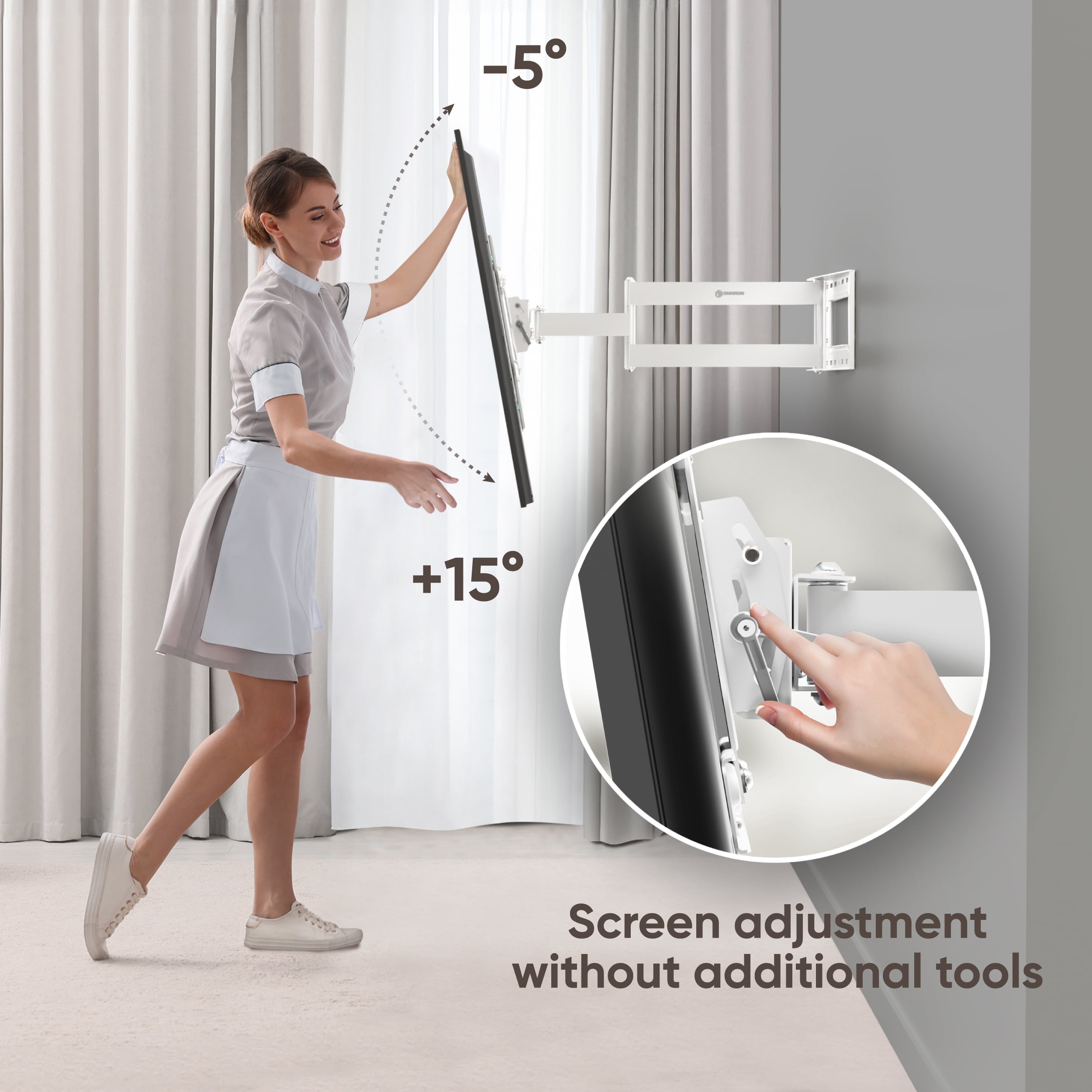 ONKRON Mount with Swivel and Tilt for 40-75 Inch TV, Full Motion with Articulating Arms, VESA 600x400mm, 150 lbs White