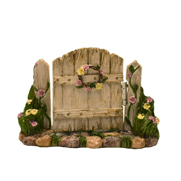 Fairy Garden Miniature White Wood Cottage Gate Outdoor Mini Dollhouse Landscape Yard Decor