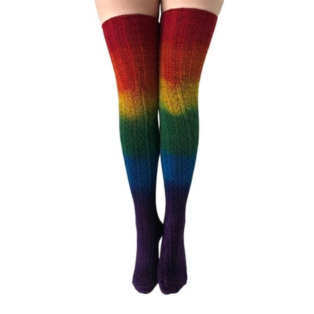 

ZMHEGW Women Socks Thigh Ladies The Cotton Warm Over Stockings Knee Printed High Stockings Long Gradient Ladies