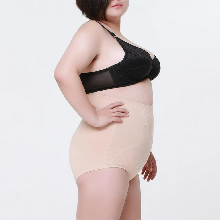 Women Plus Size Tummy Control Panties Floral Lace Body Shaper High