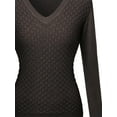 thumbnail image 3 of FashionOutfit Women's Mermaid Texture Patterned V-Neck Cotton Based Knit Sweater, 3 of 4