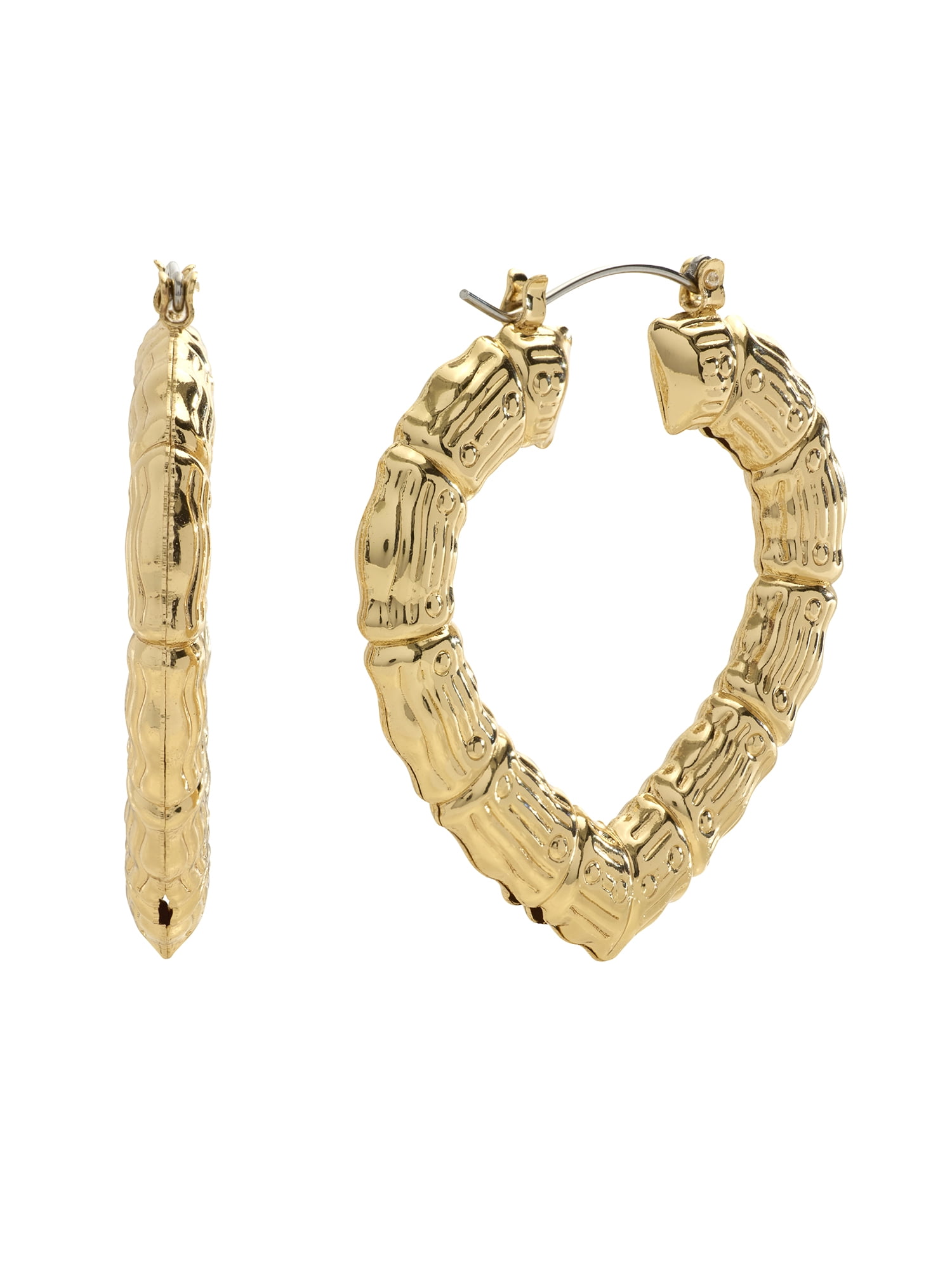Madden NYC Women's Fashion Gold Tone Heart Hoop Earrings