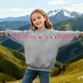 thumbnail image 5 of Girls Long Sleeve Letter Print Hoodless Sweatshirt, I Love You This Much Funny Valentine's Day Couple Top, Youth Fashion Crew Neck Pullover for Daily Wear & Outdoor Activities, 5 of 6