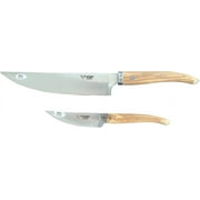Laguiole en Aubrac Cuisine Gourmet Stainless Fully Forged Steel Made In France Essential 2-Piece Premium Kitchen Knife Set With Olivewood Handles, 8-Chef Knife And 4-in Paring Knife