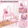 thumbnail image 3 of Bingirl Wooden Vanity Table with Lighted Mirror and Stool Makeup Playset, 3 of 8