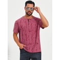 thumbnail image 4 of DARING DIVA Men's Ripped Henley Retro Short Sleeve Button Down T-Shirt S Red, 4 of 7