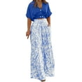 thumbnail image 2 of Snorda 2 Piece Pants Set for Women Button Down Crop Tops and High Waist Floral Printed Wide Leg Pants Summer Ladies Casual Matching Set with Pockets for Daily Outing Wear, 2 of 8