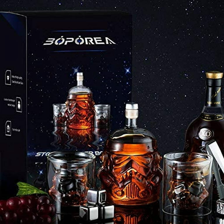 Transparent creative whiskey decanter set with 2 glass bottles, whiskey  water bottle, suitable for wine, Scotland, bourbon, vodka, liquor 