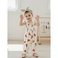 thumbnail image 6 of Rovasas Toddler Baby Girl Smocked Overalls Strawberry Tie Shoulder Jumpsuit, 6 of 9