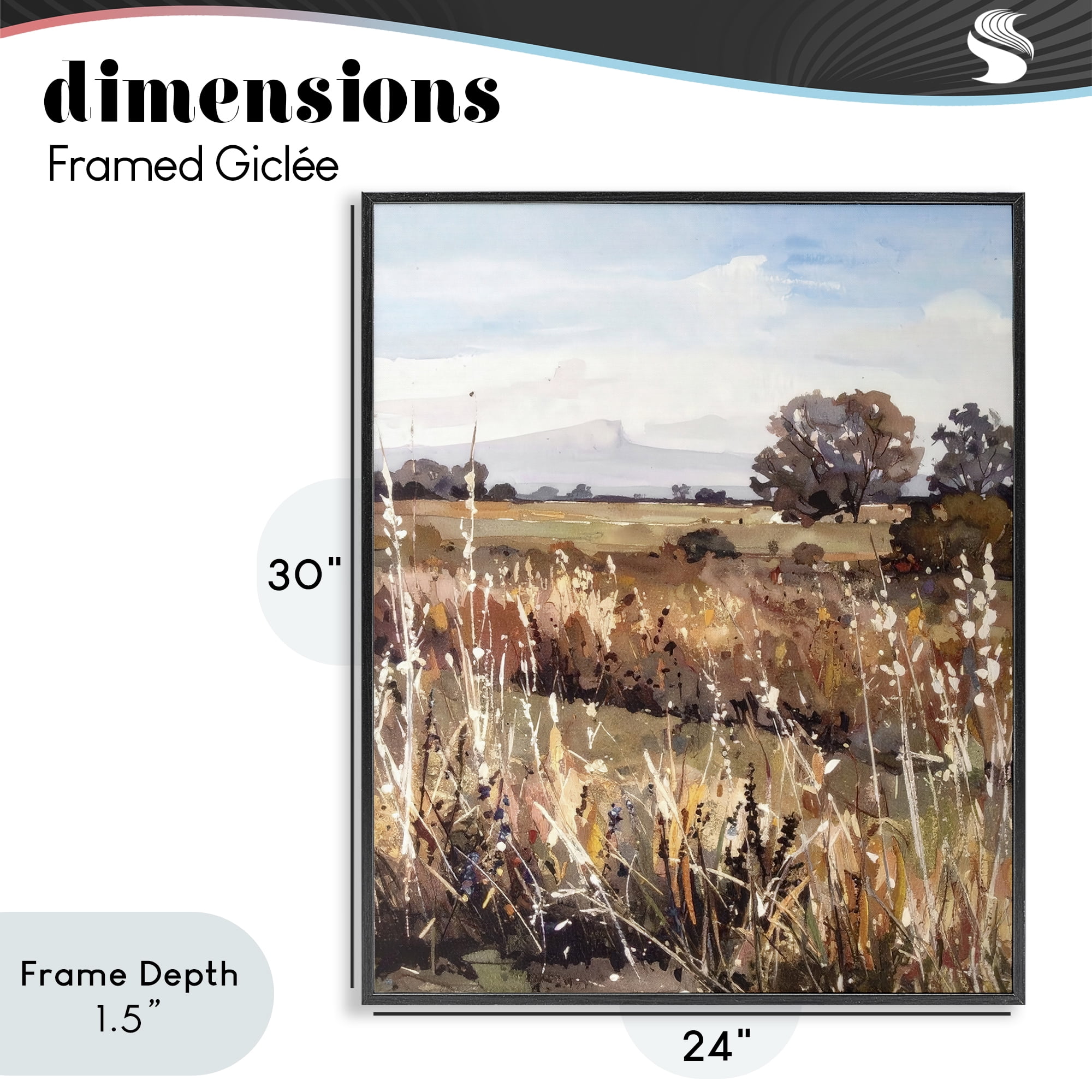 Stupell Industries Peaceful Meadow Expression Black Framed Giclee Art, design by Alonza Saunders