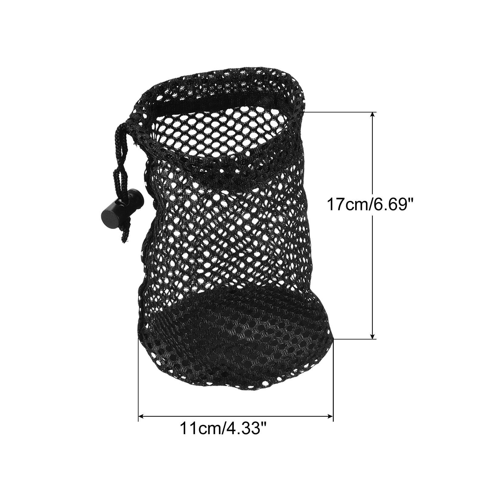 Unique Bargains Nylon Golf Ball Bag Drawstring Mesh Storage Bag 2 Pack Black 6.7"x 4.3"
