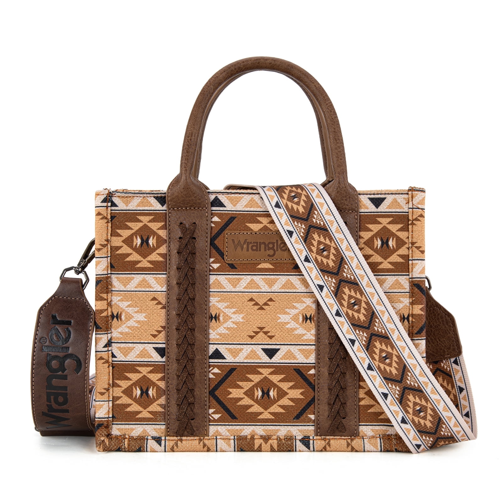 Wrangler Aztec Tote Bag for Women Boho Shoulder Purses and Handbags, Aztec Coffee