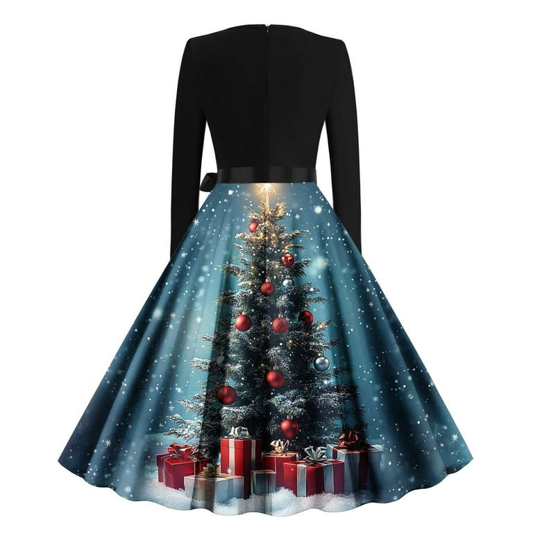 VBVC No Boundarie Christmas Dresses for Women,Ladies Winter A-Line Dresses,Women's  Glittering Christmas Tree Outfits,Blue,Size XXL - Walmart.com