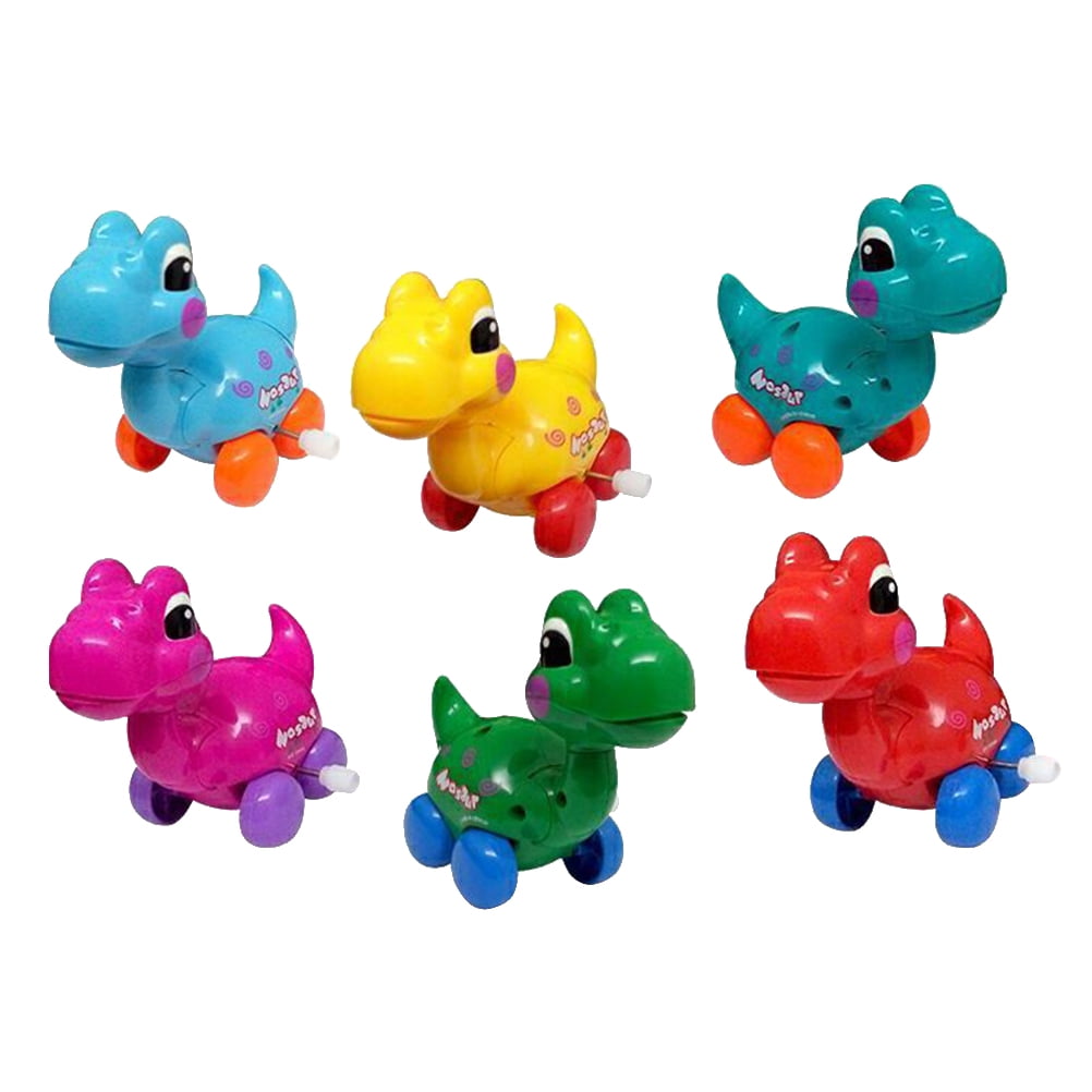 Windup toys 6pcs Windup Dinosaur Toy Cartoon Funny Plastic Clockwork