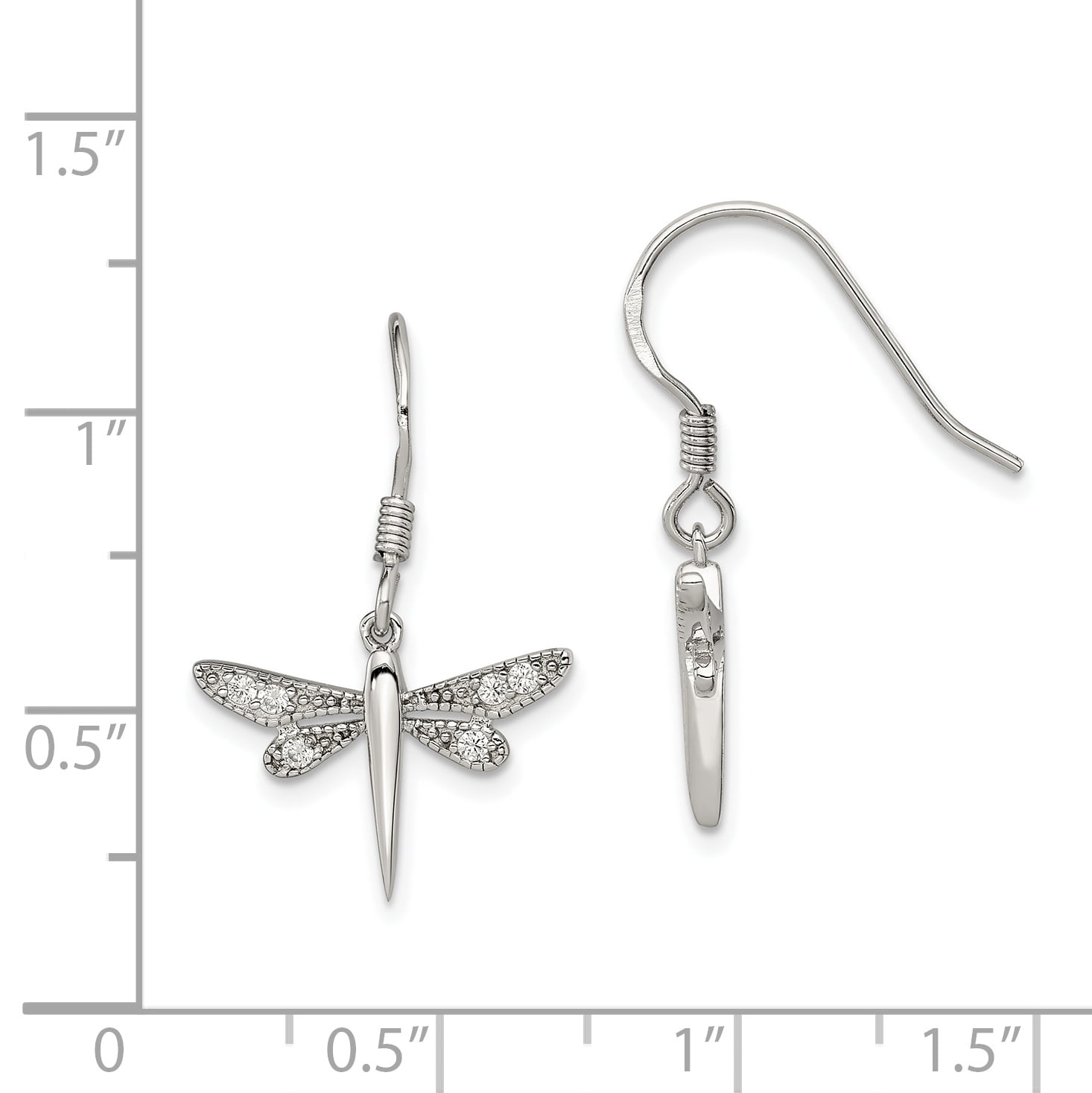 Primal Silver Sterling Silver Cubic Zirconia Dragonfly Earrings
