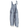 thumbnail image 2 of Frostluinai Plus Size Adjustable Overalls Casual Spaghetti Strap Plaid Jumpsuits Crew Neck Baggy Wide Leg Overalls Summer Rompers with Pocket, 2 of 5