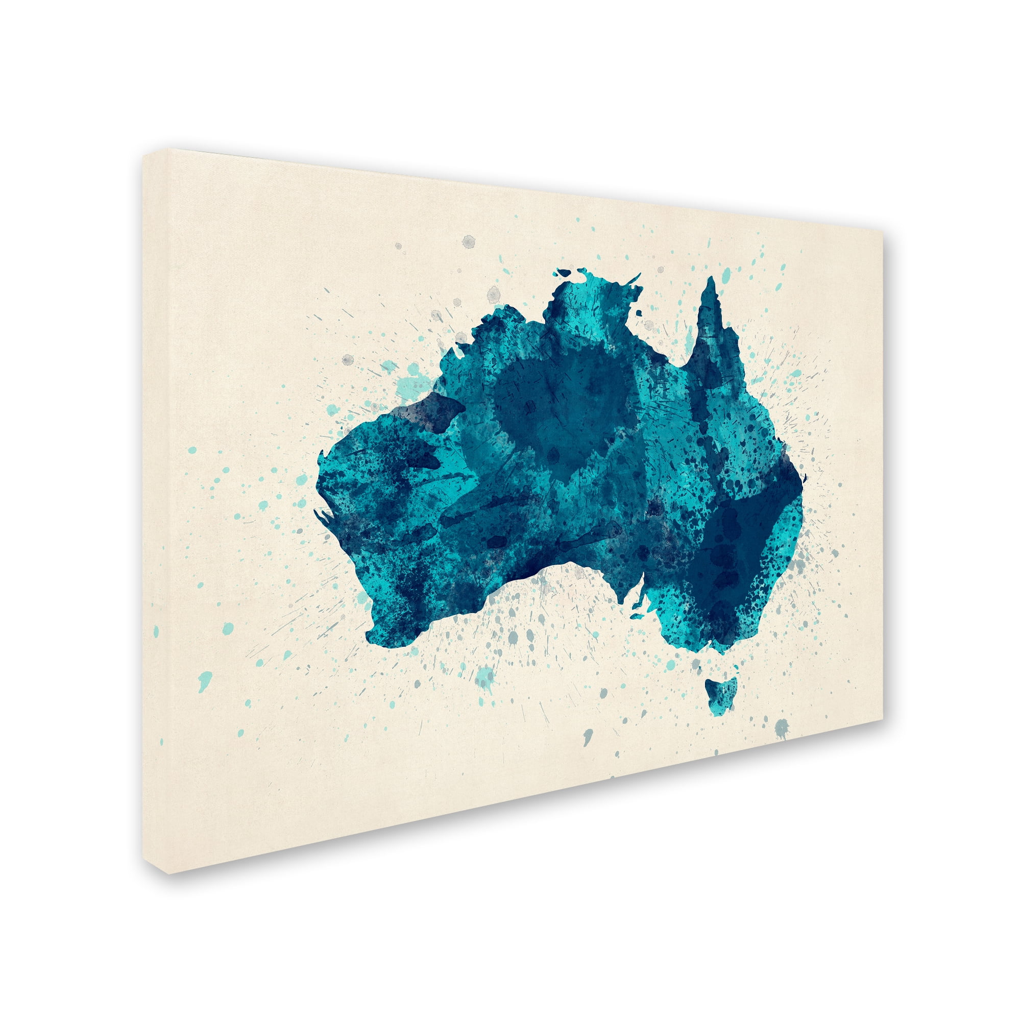 Trademark Fine Art "Australia Paint Splashes Map 2" Canvas Art by Michael Tompsett