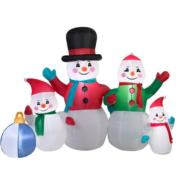 Home Accents Holidays 6.5 FT Snowman Family Holiday Scene Airblown