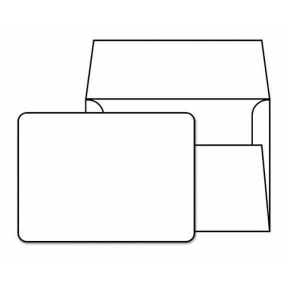 White Heavy Blank Note Cards with Rounded Corners and Envelopes Size (A7) 5 x 7 - 40 Per Pack. - This Is Not a Fold Over Card.