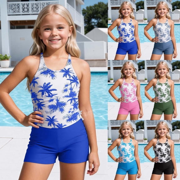 Toddler Girl Swimsuit 2 Piece Upf Rash Guard and Swim Shorts Set for Beach Pool Bathing Suits for Girls Black 5-6 Years