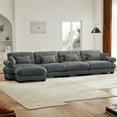 thumbnail image 4 of 166" Grey Modular Sectional Sofa, 4 Seater Large Sectional Couches for Living Room, Velvet Fabric Oversized Fluffy Cloud Couch with Ottoman, Deep Seat Home Sofas Set, Sofá Moderno, L Shaped, 4 of 9