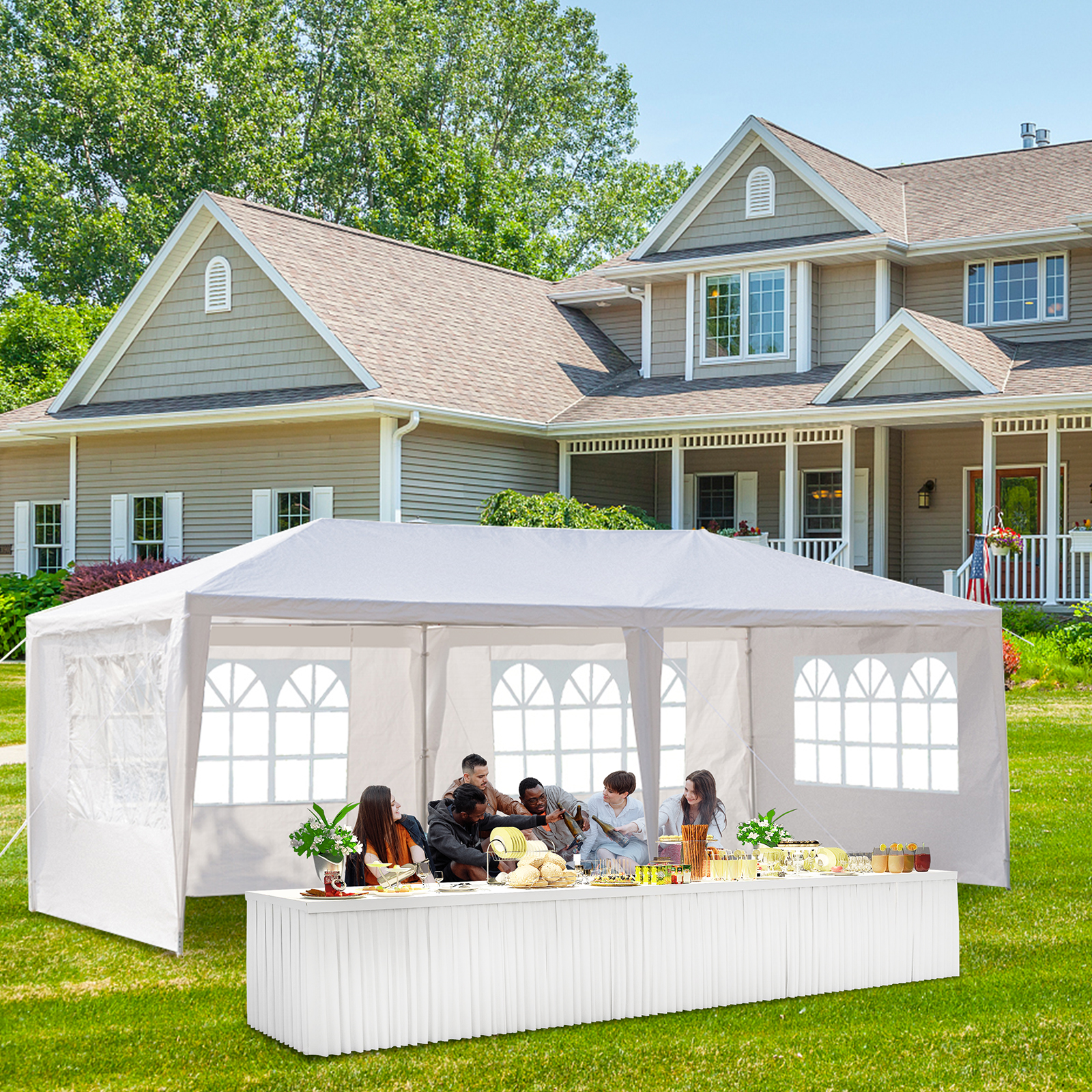 Ktaxon 10'x 20' Party Tent Outdoor Gazebo Wedding Canopy Tent with Sides White - image 2 of 9