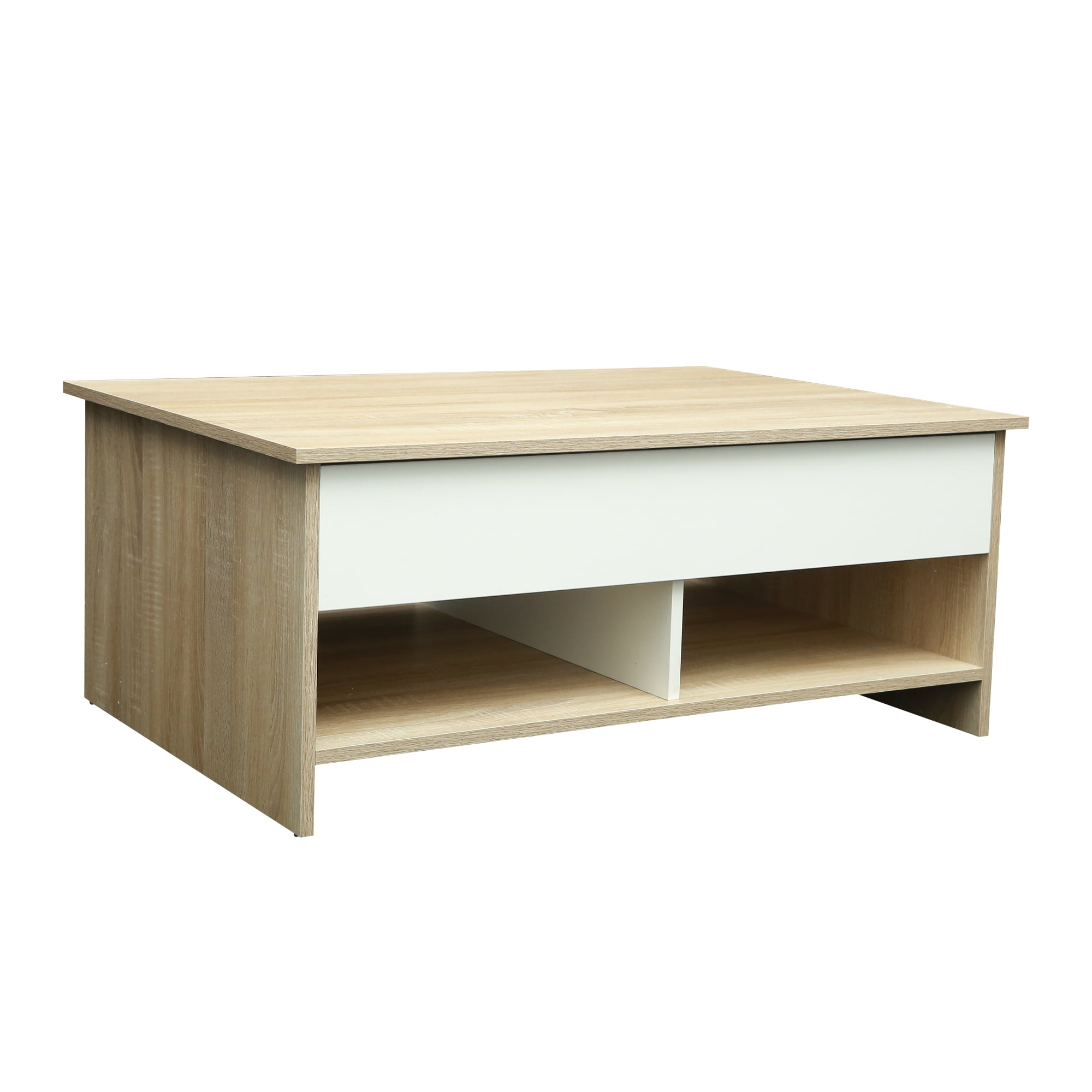 LiftTop Coffee Table With Concealed Storage Space And Open Shelf For