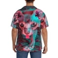 thumbnail image 3 of Wukai Psychedelic Hairless Cat Men's Casual Short-Sleeve Button Down Shirt,Cuban Shirts for Men,Mens Short Sleeve Dress Shirts-Small, 3 of 5