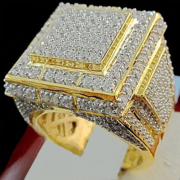 Men's Simple 24 K Gold-Plated Diamond Ring