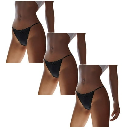 

Womens Underwear Brief One Ice Silk Seamless Low Waist Lace Ribbon Panties3PC