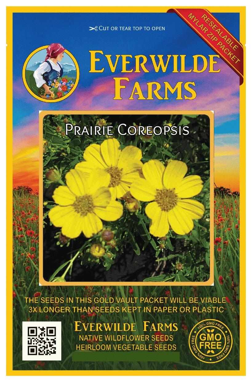 Everwilde Farms 150 Prairie Coreopsis Native Wildflower Seeds Gold