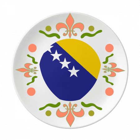 

Bosnia Herzegovina Emblem Country Flower Ceramics Plate Tableware Dinner Dish