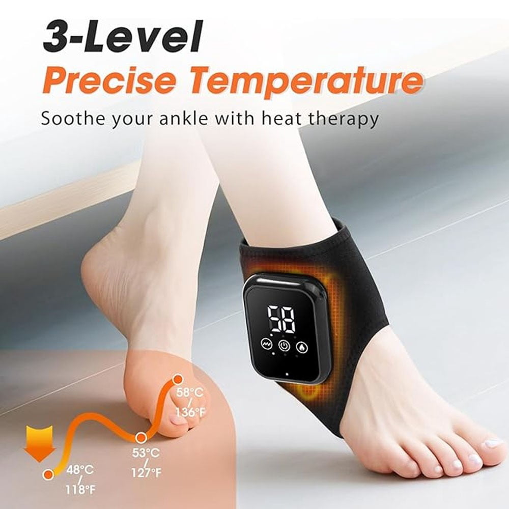 2Pcs Electric Foot Ankle Massager for Pain Relief 3 Modes Vibration Hot Compress