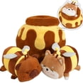 thumbnail image 2 of Cosplay Bee Capybara Plush Toy Stuffed Honey Jar Shiba Inu Dog Plusie Unique Toys for Kids Birthday Gift, 2 of 5
