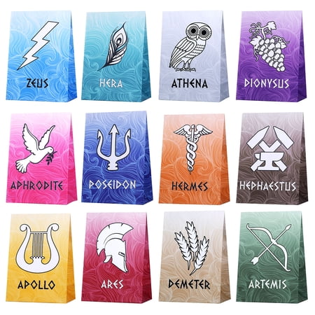Htabiol Greek Mythology Party Favor Bags, Olympian Gods Gift Bags, 24 Pcs, Kraft Paper