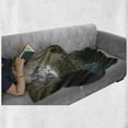 thumbnail image 6 of Gothic Soft Flannel Fleece Throw Blanket, Old Village and Graves with Medieval Castle and Full Moon Birds Fog Horror Art, Cozy Plush for Indoor and Outdoor Use, 50" x 70", Beige Green, by Ambesonne, 6 of 6