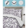 thumbnail image 4 of Purple Flower Queen Size Down Alternative Comforter, Lightweight Comforter Quilt Bedding Set with Pillow Shams Vintage Farmhouse Boho Leaf Spring Plant All Seasons Bed Comforter Duvet Insert 90"x96", 4 of 7