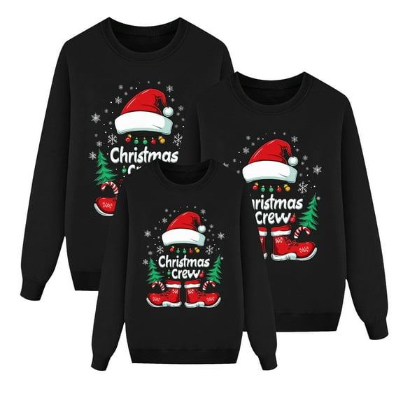 Christmas Family Matching Long Sleeve Shirts Festival Funny Graphic Party Pajamas Crewneck Sweatshirts Sleepwear Tops