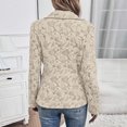 thumbnail image 3 of Women's Ruffled Collar Printed Slim Fit Casual Jacket Elegant Fashion Coat Beige L, 3 of 4