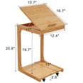 thumbnail image 3 of KASLANDI C Shaped End Table, Bedside Table with Wheels, Wooden Couch Table with Adjustable Desktop for Living Room, Bedroom, Natural, 3 of 9