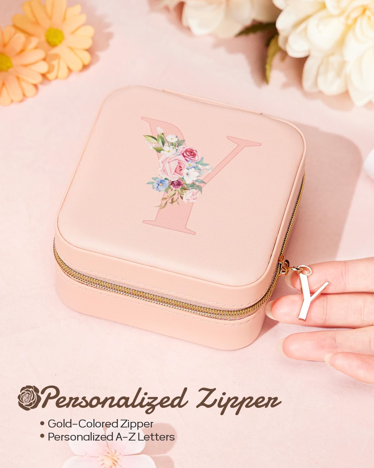 Travel Jewelry Box For Girls: Traveling Jewelry Case Gift For Women - Mini Organizer For Necklaces Earrings Pink Y[Z1]