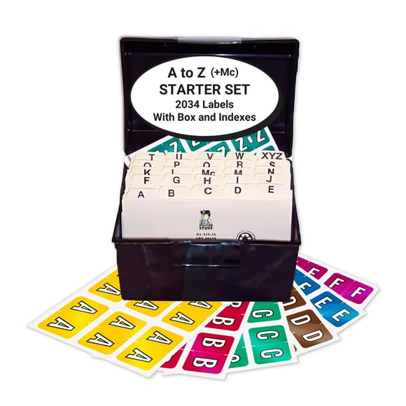 Alphabet Labels for File Folders, A to Z Plus Mc Desk Set with File Box and Indexes, Doctor Stuff, 2034 Labels, Compatible with Colwell Jewel Tone COAM Alpha Stickers Series, Medical Chart Labels