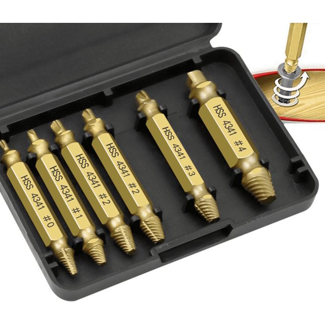 Jinsinto 6pcs Broken Screw Extractor Kit Damaged Screw Extractor Kit Screw Head Extractors Damaged Screw Extractor and Bolt Extractor for Removing Broken Screws(Gold)