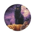 thumbnail image 2 of Round Placemats Set of 4 Heat Resistant Washable Kitchen Table Decorations 15.4in Black Cat Rabbit and Crows, 2 of 7