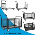thumbnail image 2 of HOHYN Heavy Duty Utility Cart, Platform Truck with Cage, 1800 LBS Load Capacity, 6-in-1 Multi-Purpose Foldable Hand Truck with 4 Wheels for Grocery, Laundry, Garage, Warehouse (Black), 2 of 6