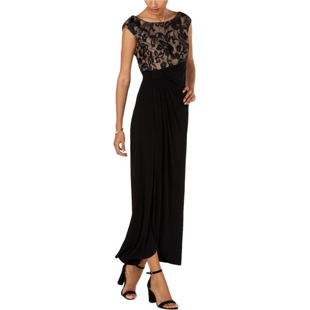 Vestido tubo bordado fruncido Connected Apparel negro 8P Vaina