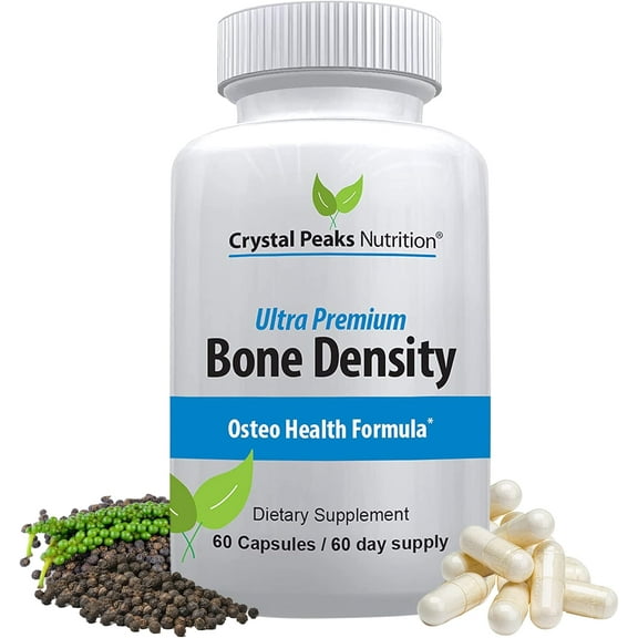 Calcium Carbonate with Vitamin K2 and D3 Cholecalciferol Supplement - Promotes Bone Density, Strength and Health - Crystal Peaks Nutrition. 60 Capsules