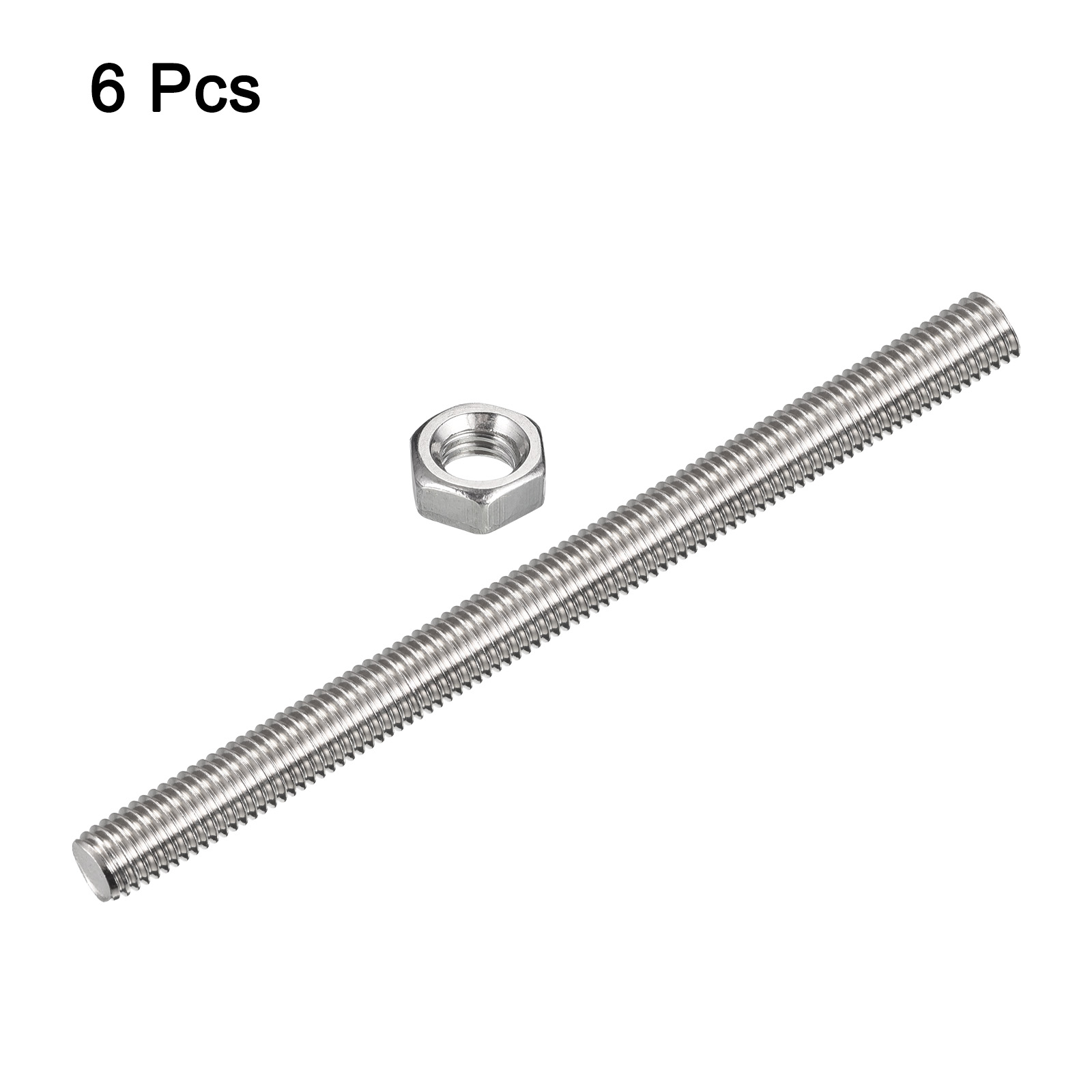 Uxcell 6Pack M14 x 250mm Fully Threaded Rod w 6Pack Hex Nuts, 2mm Pitch 304 Stainless Steel Right Hand Threaded Rod