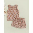 thumbnail image 3 of GRNSHTS Toddler Infant Baby Girls Clothes Sleeveless Rainbow Print Vest Tops Shorts Summer Outfits Set, Brown 2-3 Years, 3 of 8
